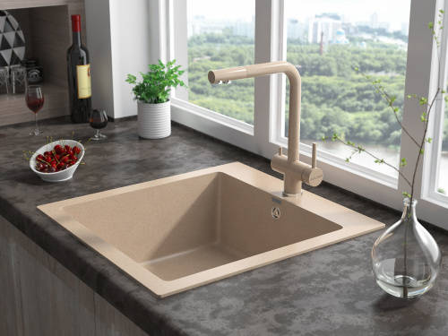 Смеситель для кухни Paulmark SKALEN Sk213020-302 на мойку бежевый - фото 2